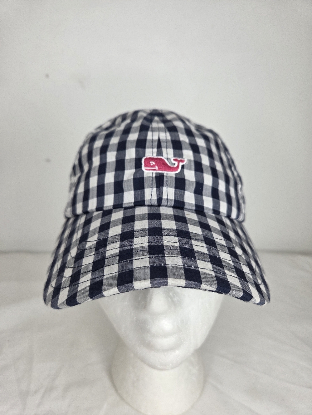 Vineyard Vines Plaid Navy/white Gingham Whale Baseball Cap - Picture 1 of 7